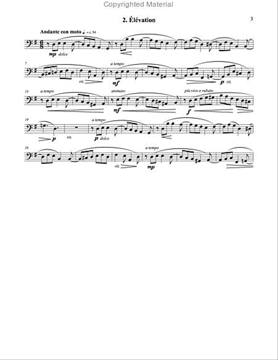 Six Romances Without Words, Op 76 for Tuba or Bass Trombone and Piano Bass Trombone scores gallery preview page 4
