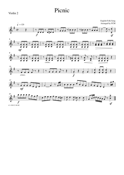 English Folk Song Picnic, for string quartet, JM001