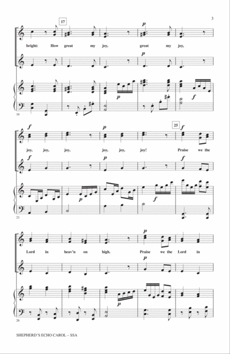 Shepherd's Echo Carol (How Great Our Joy) (arr. John Leavitt) SSA scores gallery preview page 2