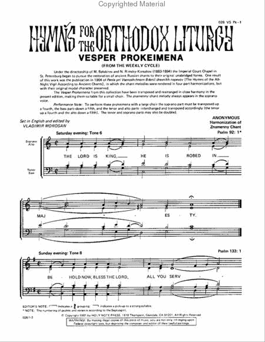 Vesper Prokeimena (Daily) 4-Part scores gallery preview page 2
