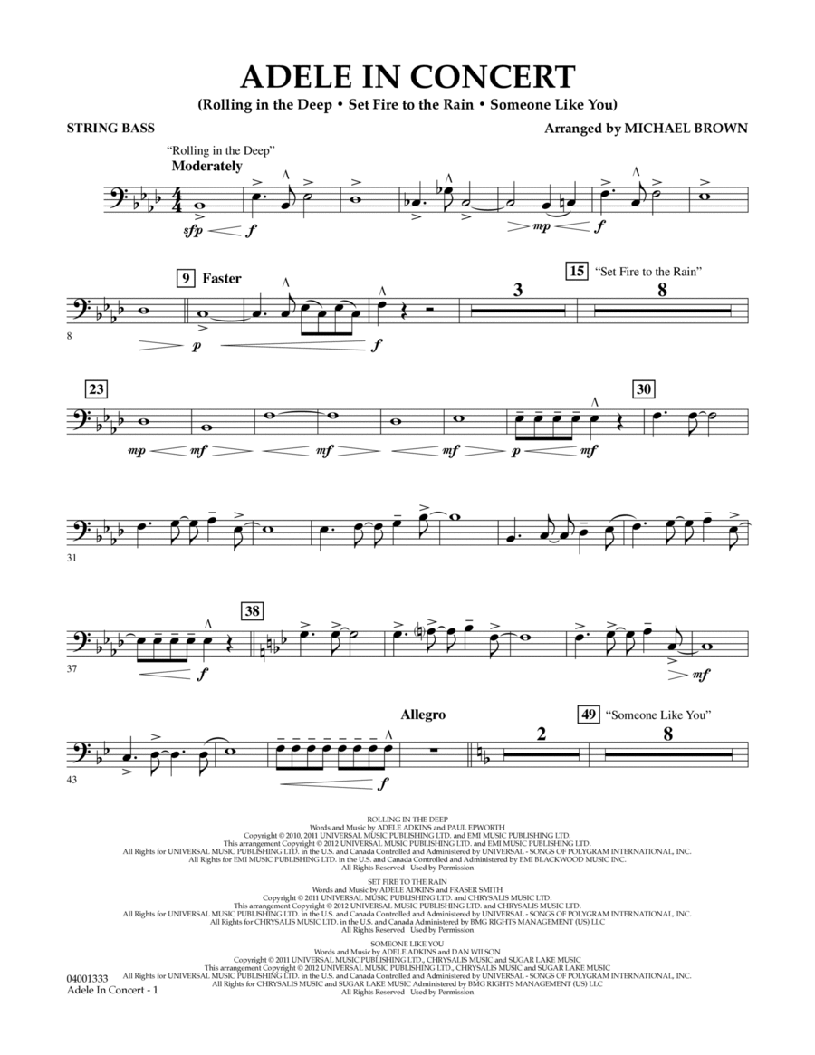 Adele In Concert - String Bass Concert Band scores gallery preview page 1