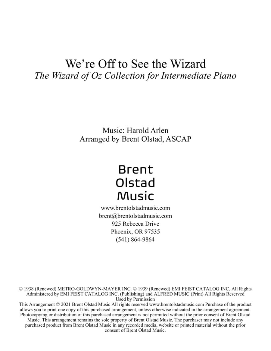We're Off To See The Wizard Piano Solo scores gallery preview page 1