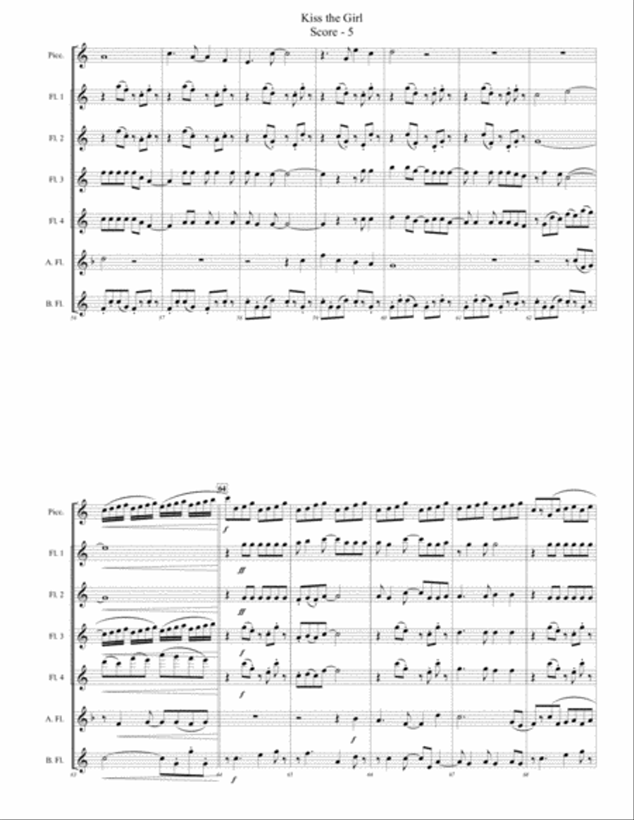 Kiss The Girl Flute Choir scores gallery preview page 5