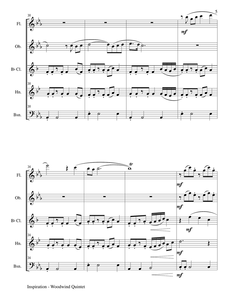 INSPIRATION (Woodwind Quintet Score and Parts) Woodwind Quintet scores gallery preview page 5