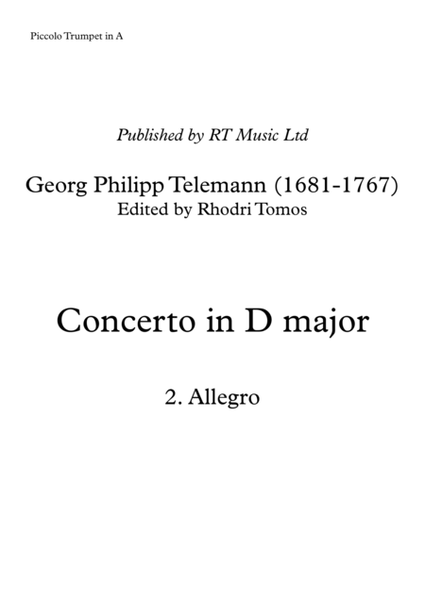 Telemann T51:D7 Concerto in D - 2. Allegro.