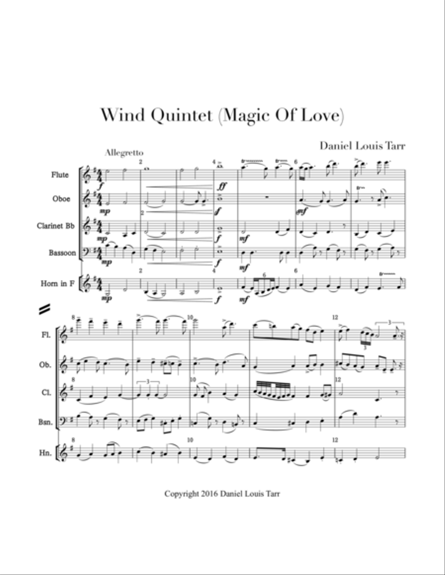 Wind Quintet (Magic of Love) Woodwind Quintet scores gallery preview page 1