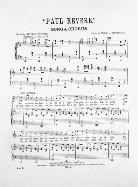 Paul Revere. Song & Chorus