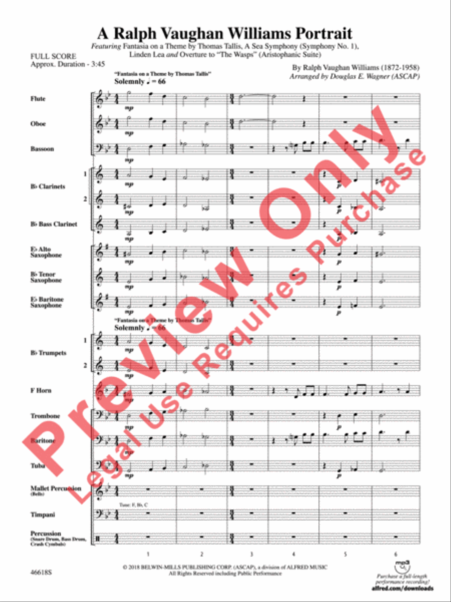 A Ralph Vaughan Williams Portrait Concert Band scores gallery preview page 4