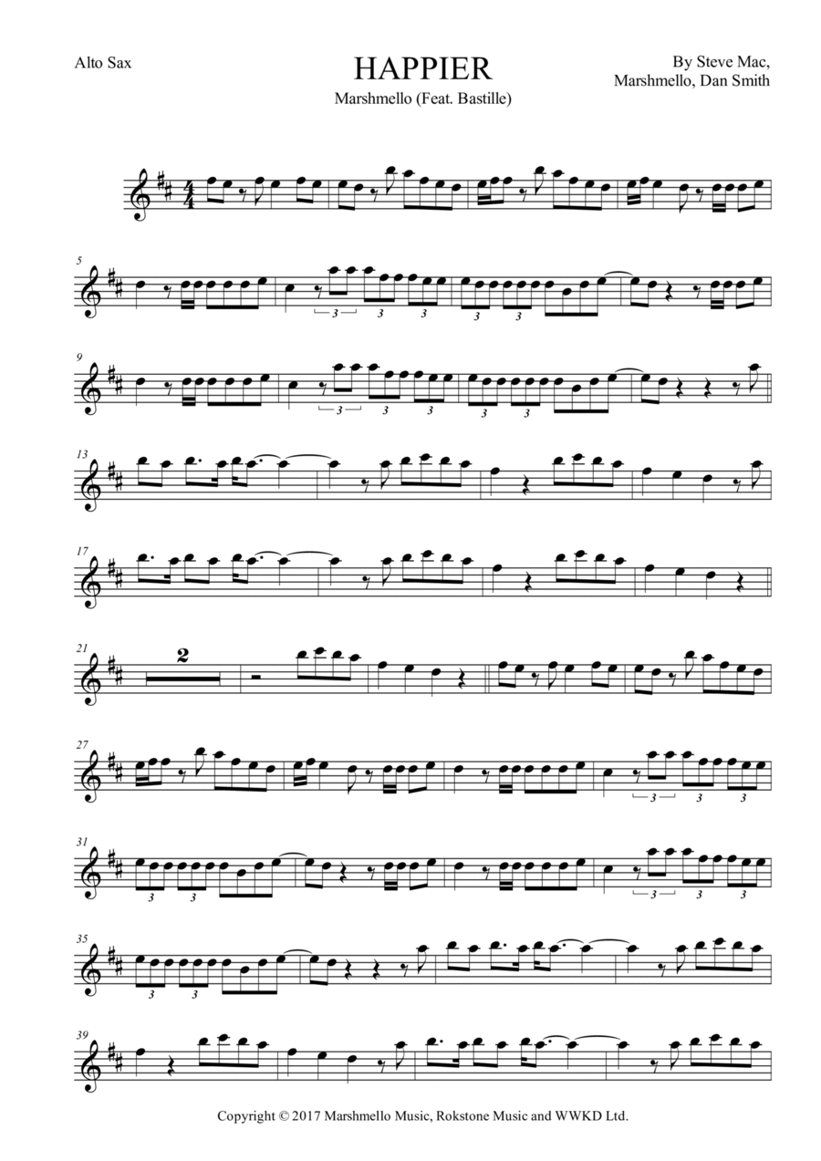 Happier Alto Saxophone scores gallery preview page 1