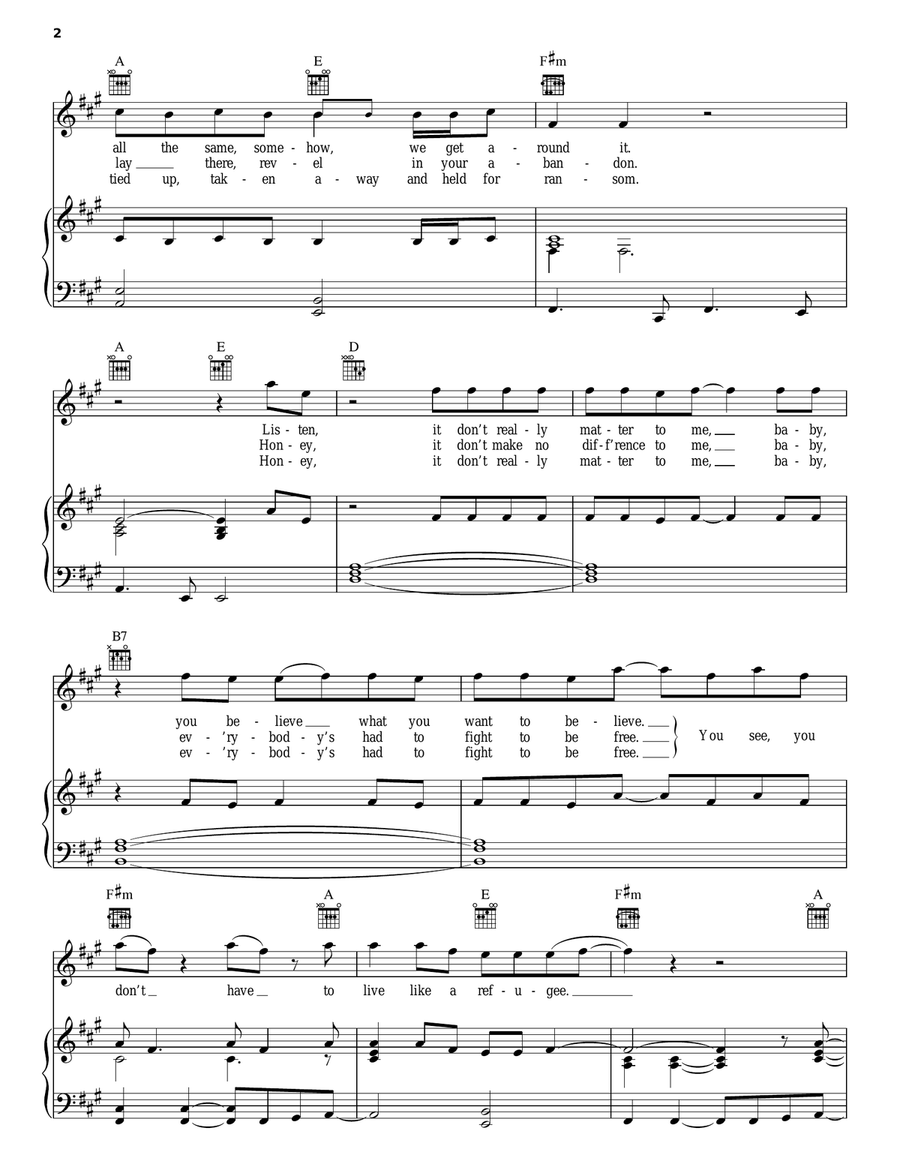 Refugee Piano, Vocal, Guitar scores gallery preview page 2