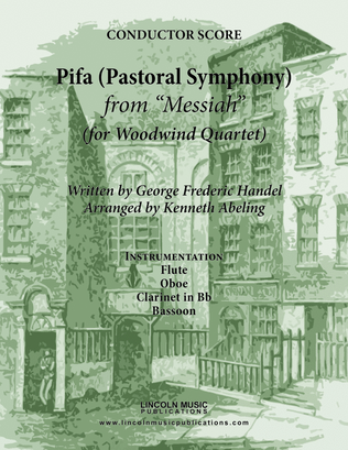Book cover for Handel - Pifa (Pastoral Symphony) from Messiah (for Woodwind Quartet)