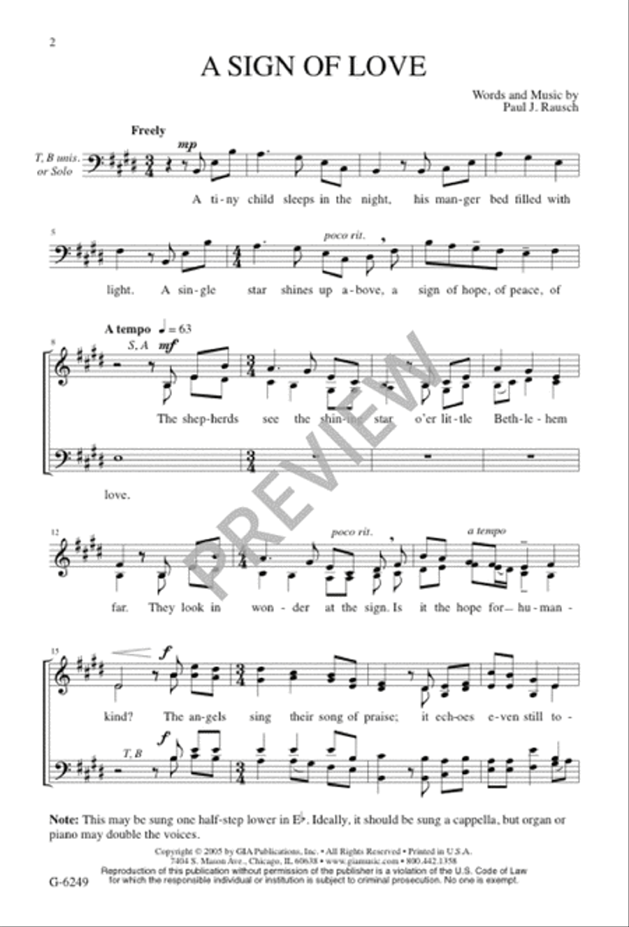 A Sign of Love A Sign of Love 4-Part scores gallery preview page 2