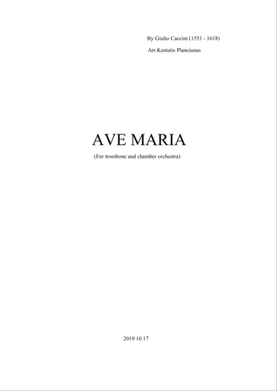 Ave Maria (For trombone and chamber orchestra) Chamber Orchestra scores gallery preview page 1