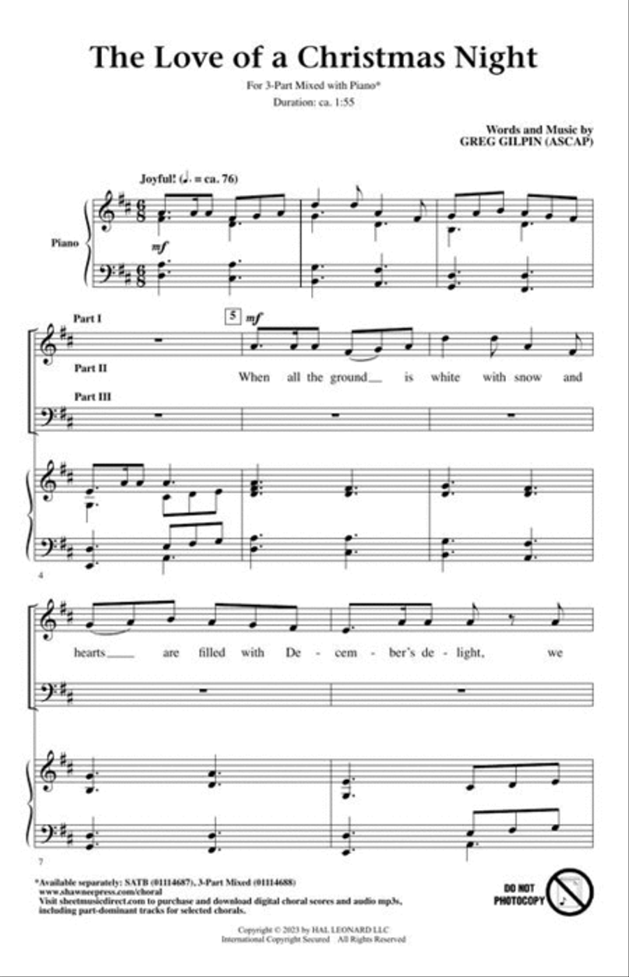 The Love of a Christmas Night 3-Part scores gallery preview page 3