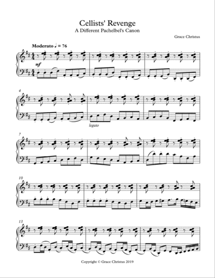 Cellists' Revenge: A Different Pachelbel's Canon Piano Method scores gallery preview page 1