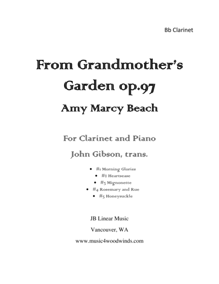 Amy Beach - From Grandmother's Garden for clarinet and piano image number null