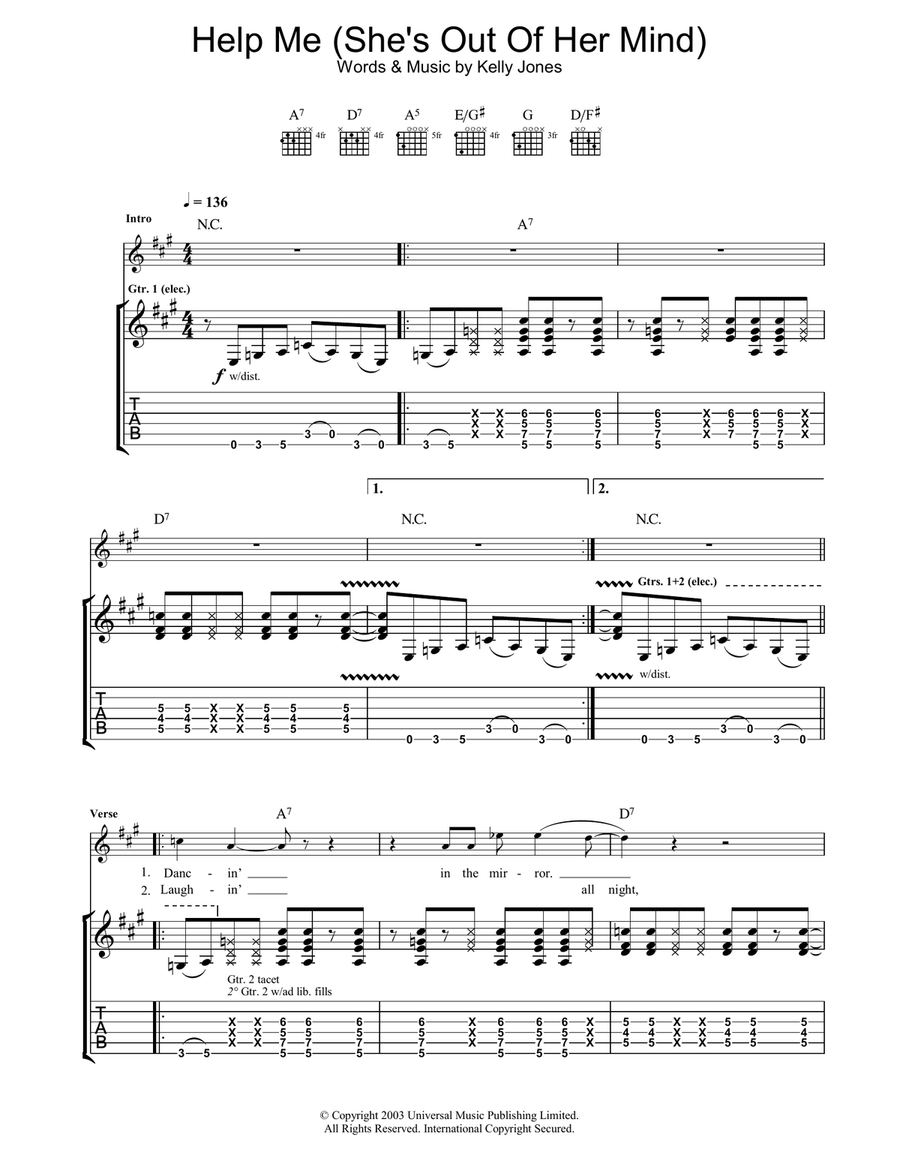 Help Me (She's Out Of Her Mind) Acoustic Guitar scores gallery preview page 1