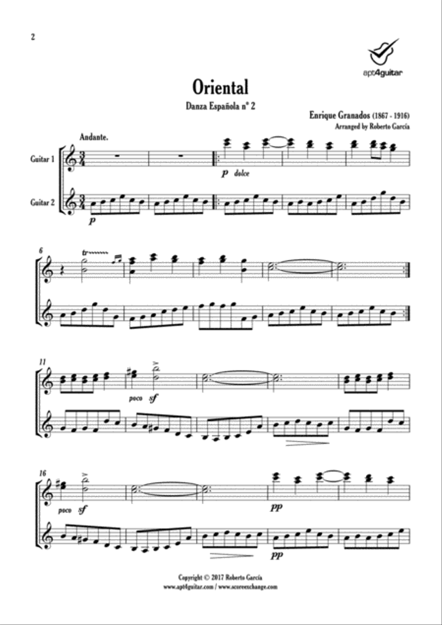 Oriental Classical Guitar scores gallery preview page 2