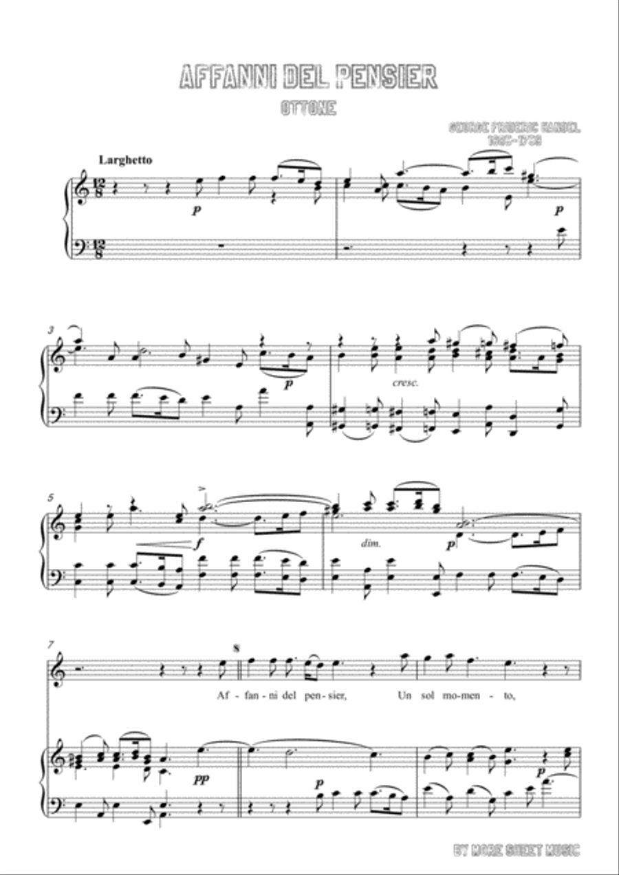 Handel-Affanni del pensier in a minor,for Voice and Piano Voice Solo scores gallery preview page 3