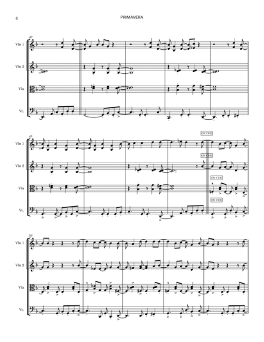 Primavera Primavera String Quartet scores gallery preview page 4