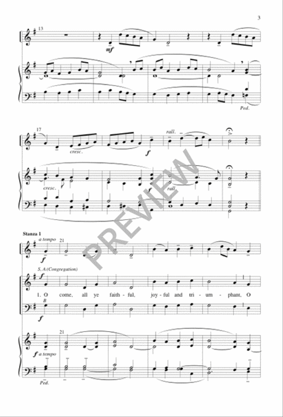 O Come, All Ye Faithful 3-Part scores gallery preview page 3