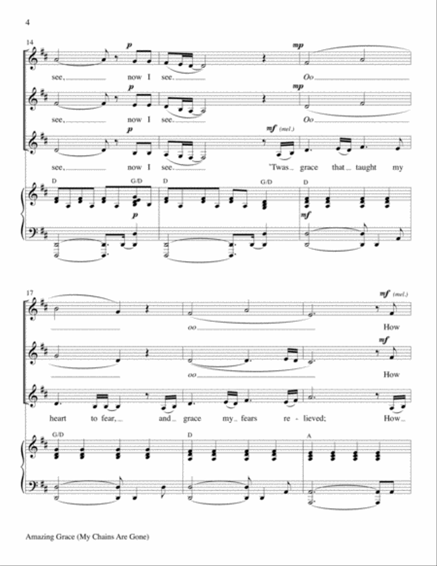 Amazing Grace (My Chains Are Gone) Voice scores gallery preview page 4