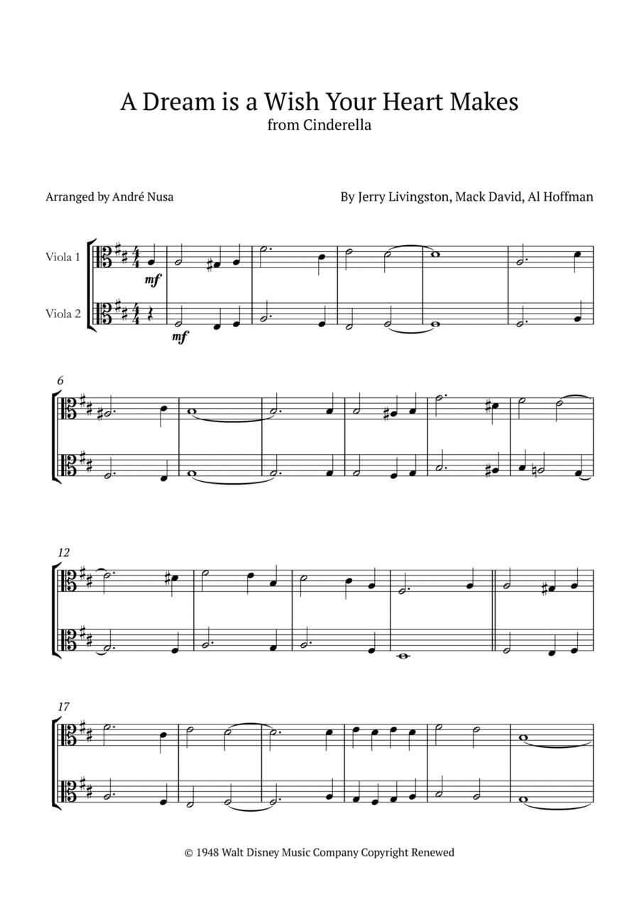 A Dream Is A Wish Your Heart Makes String Duet scores gallery preview page 1