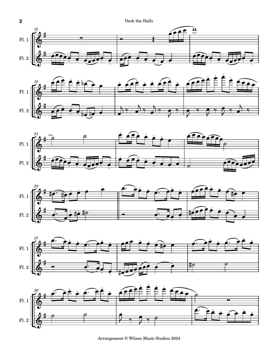 Deck the Halls Flute Duet scores gallery preview page 2