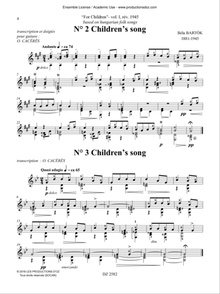 For Children Classical Guitar scores gallery preview page 4