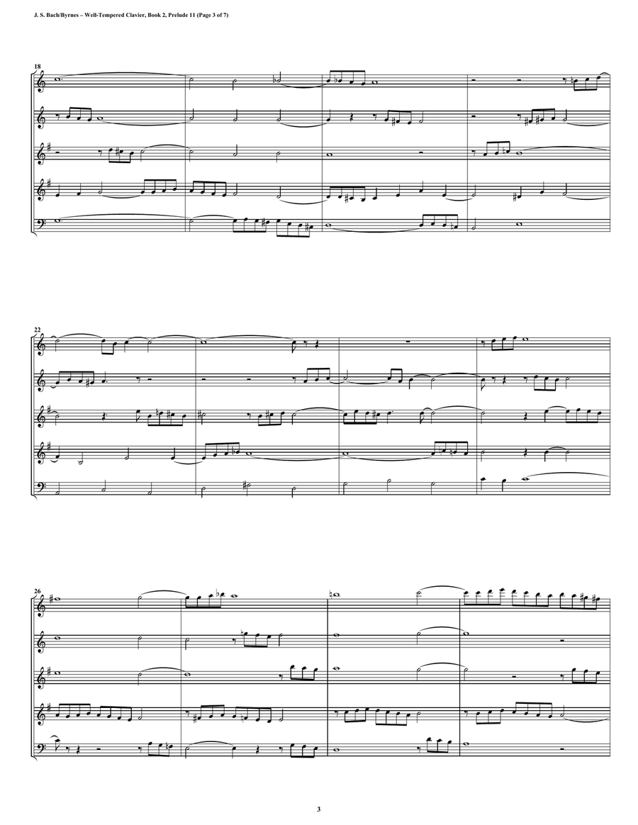 Prelude 11 from Well-Tempered Clavier, Book 2 (Double Reed Quintet) Woodwind Ensemble scores gallery preview page 3