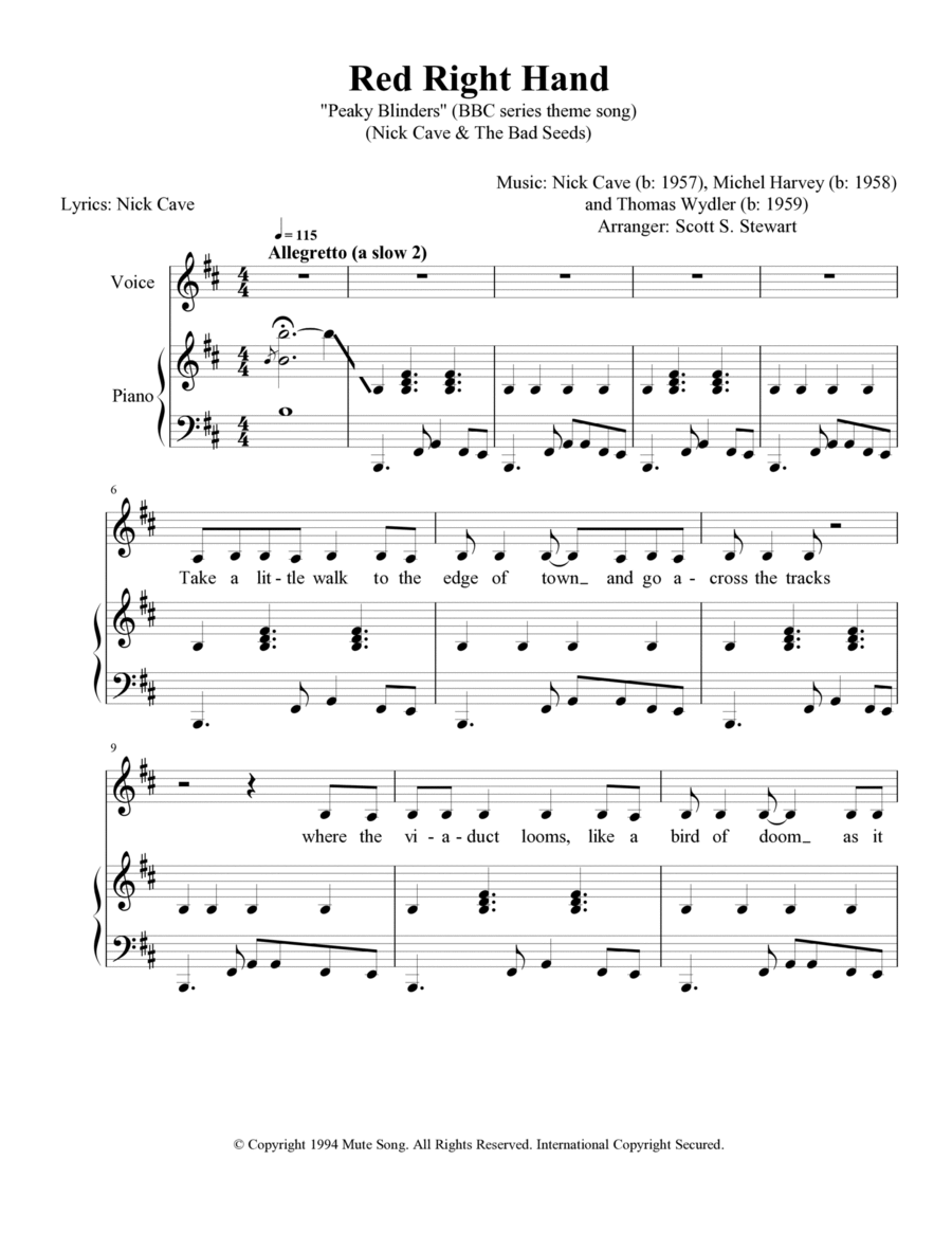 Red Right Hand Voice scores gallery preview page 1