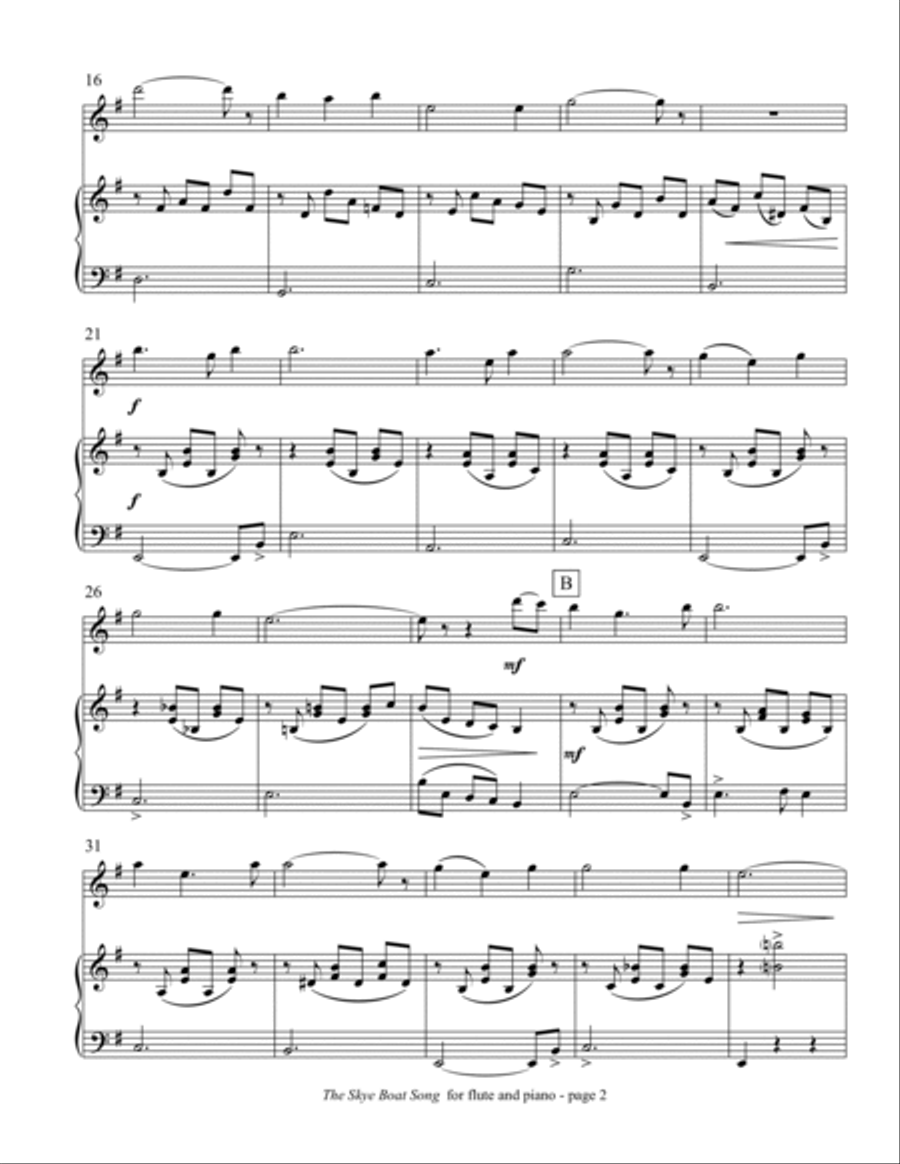 The Skye Boat Song (flute and piano) Flute scores gallery preview page 4