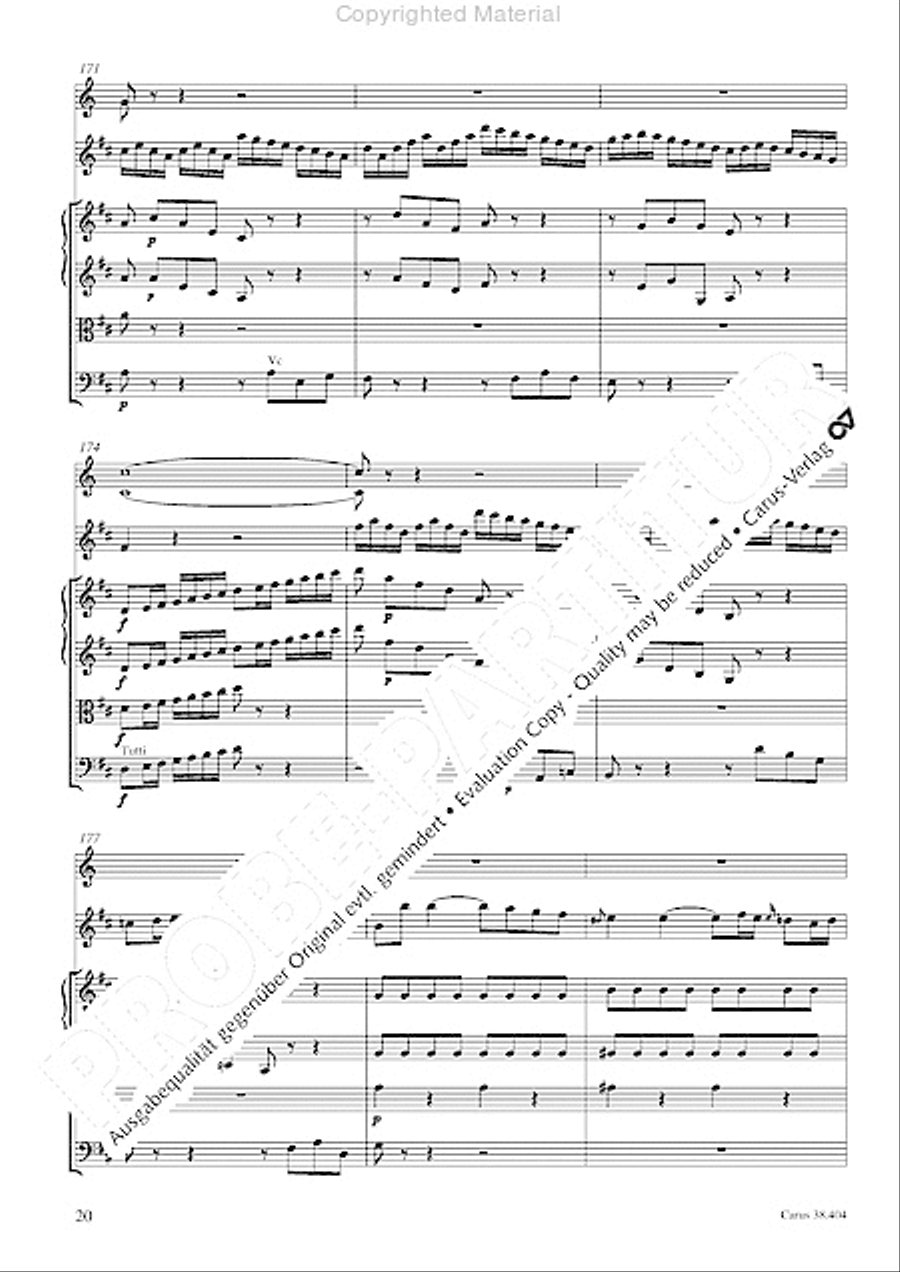 Concerto for Flute in D major (Concerto per il Flauto traverso in D / Flotenkonzert in D) Flute Solo scores gallery preview page 22