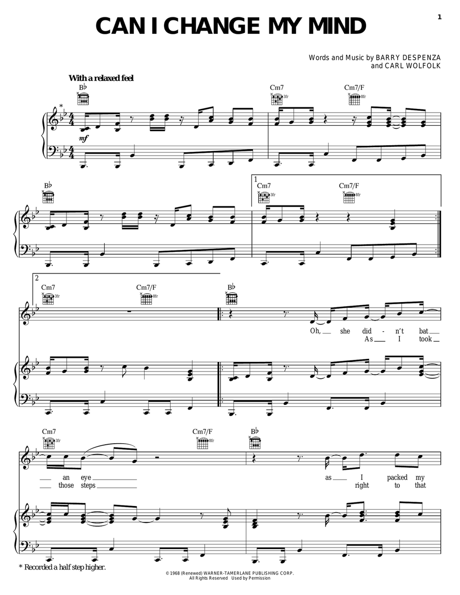 Can I Change My Mind Piano, Vocal, Guitar scores gallery preview page 1