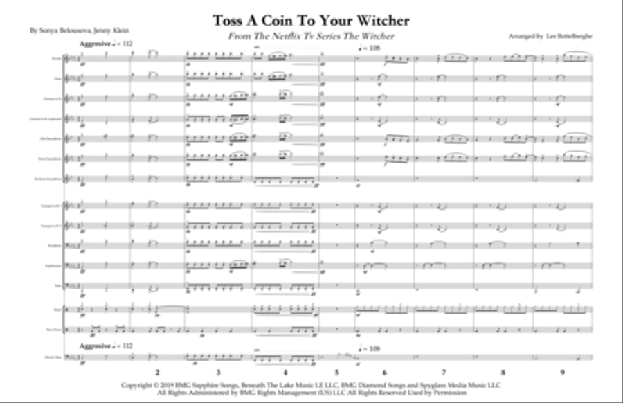 Toss A Coin To Your Witcher Marching Band scores gallery preview page 2