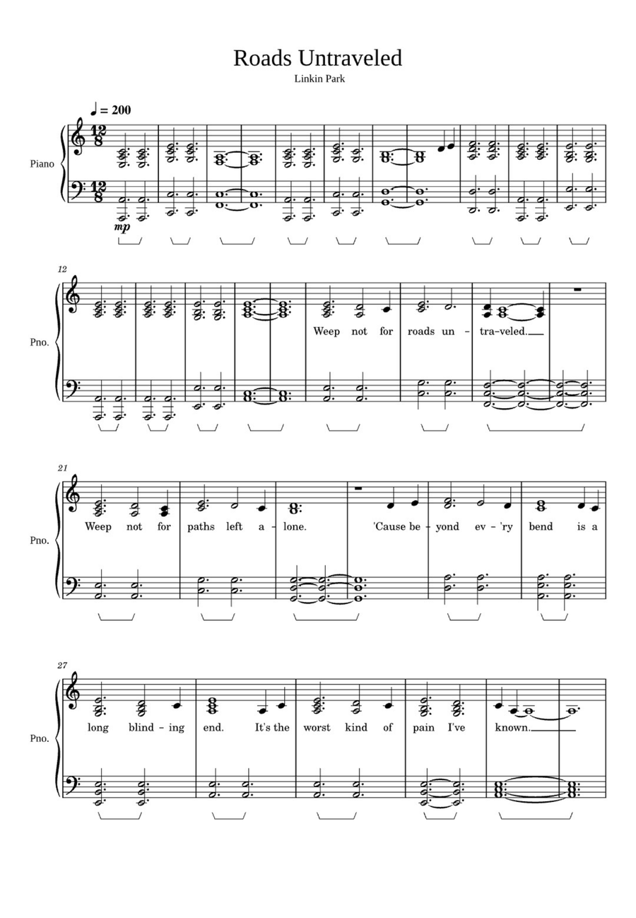 Roads Untraveled Easy Piano scores gallery preview page 1