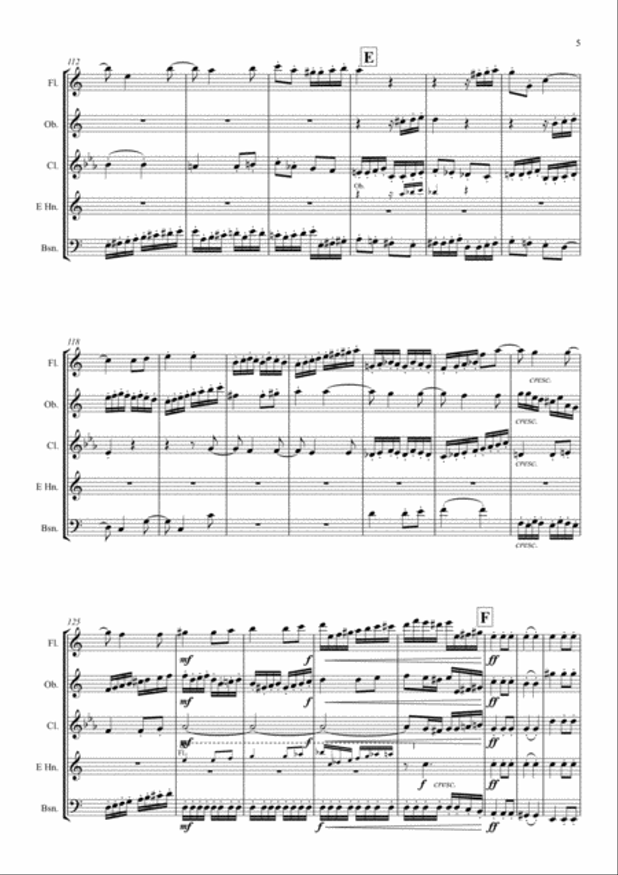 Beethoven: Symphony No.7 Op.92 Mvt.II Allegretto - wind quintet Woodwind Quintet scores gallery preview page 6