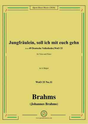 Book cover for Brahms-Jungfräulein,soll ich mit euch gehn,WoO 33 No.11,in A Major,for Voice&Pno