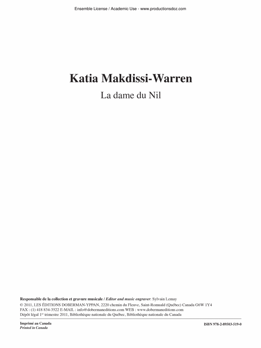 La dame du Nil Harp scores gallery preview page 1