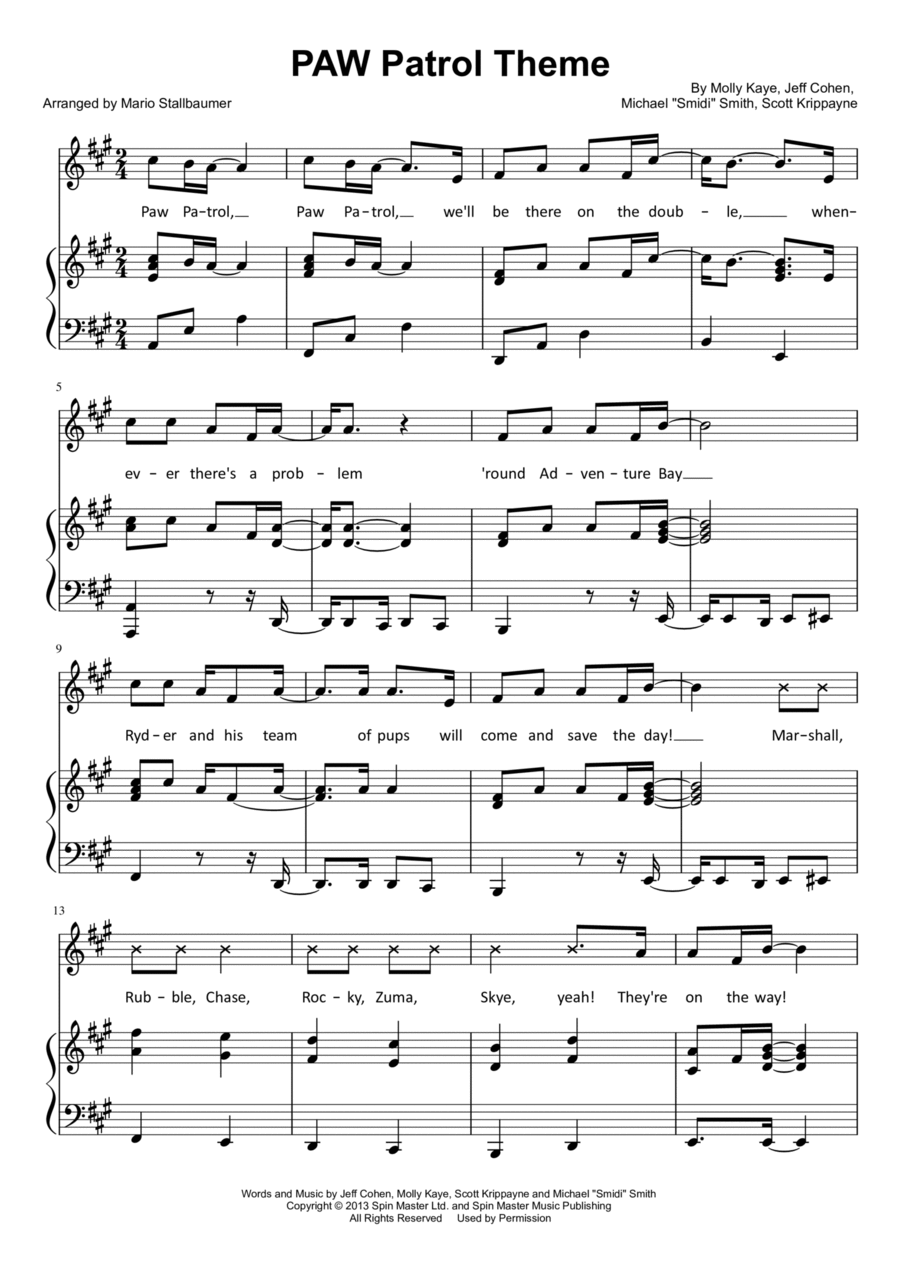 Paw Patrol Theme Voice scores gallery preview page 1