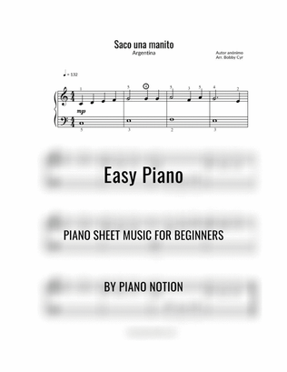 Book cover for Saco una manito - Spanish Nursery Rhymes - (Easy Piano Solo)