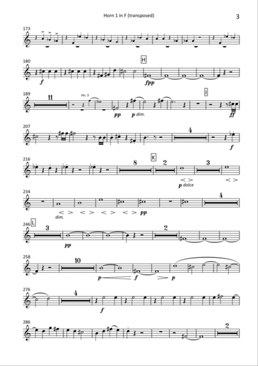 Symphony no. 4 - transposed horn parts (1-4) Horn Solo scores gallery preview page 3