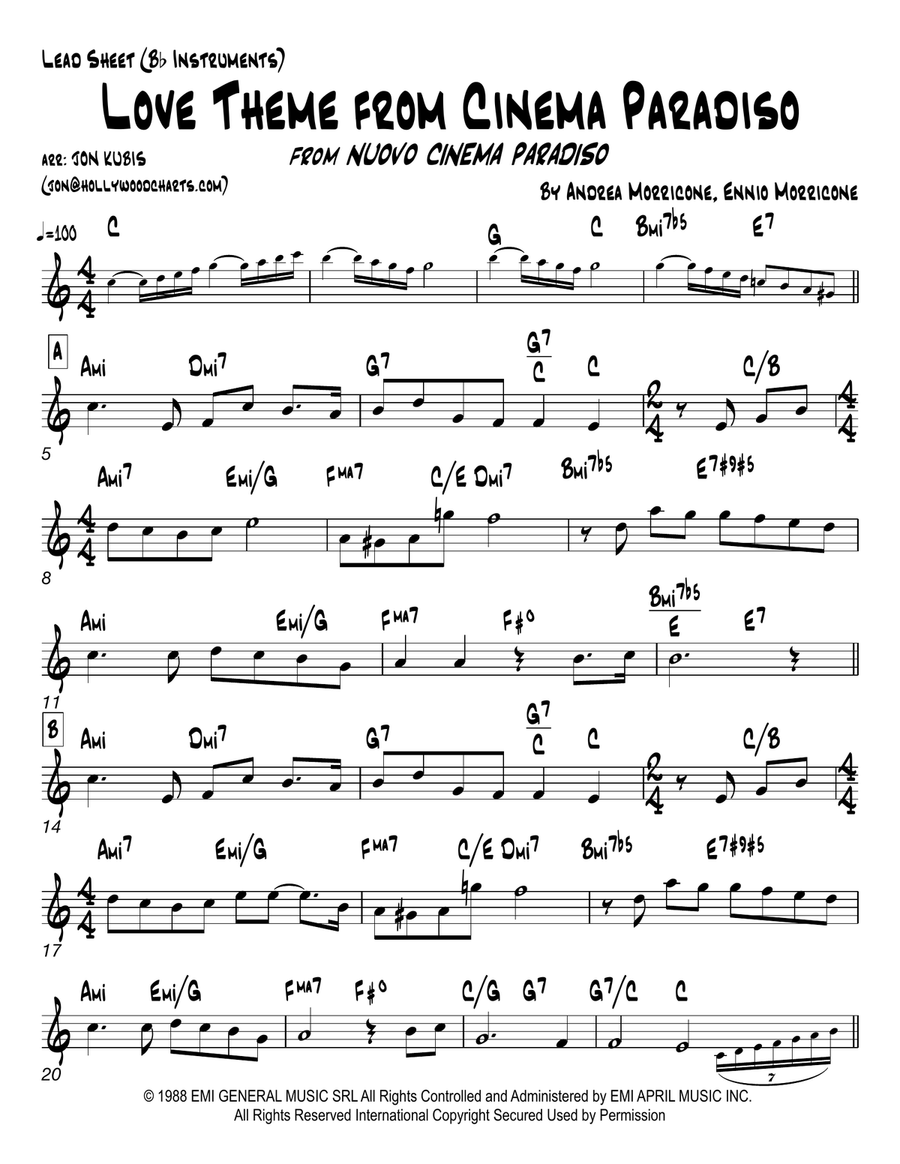 Love Theme (Tema D'amore) Trumpet Solo scores gallery preview page 1