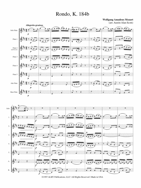 Rondo K. 184b for Solo Flute and Flute Choir