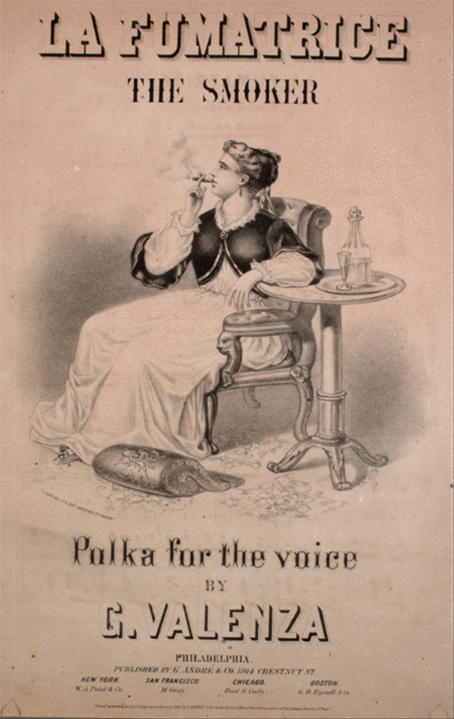 La Fumatrice. The Smoker. Polka for the Voice. Spanish Ballad Voice scores gallery preview page 1
