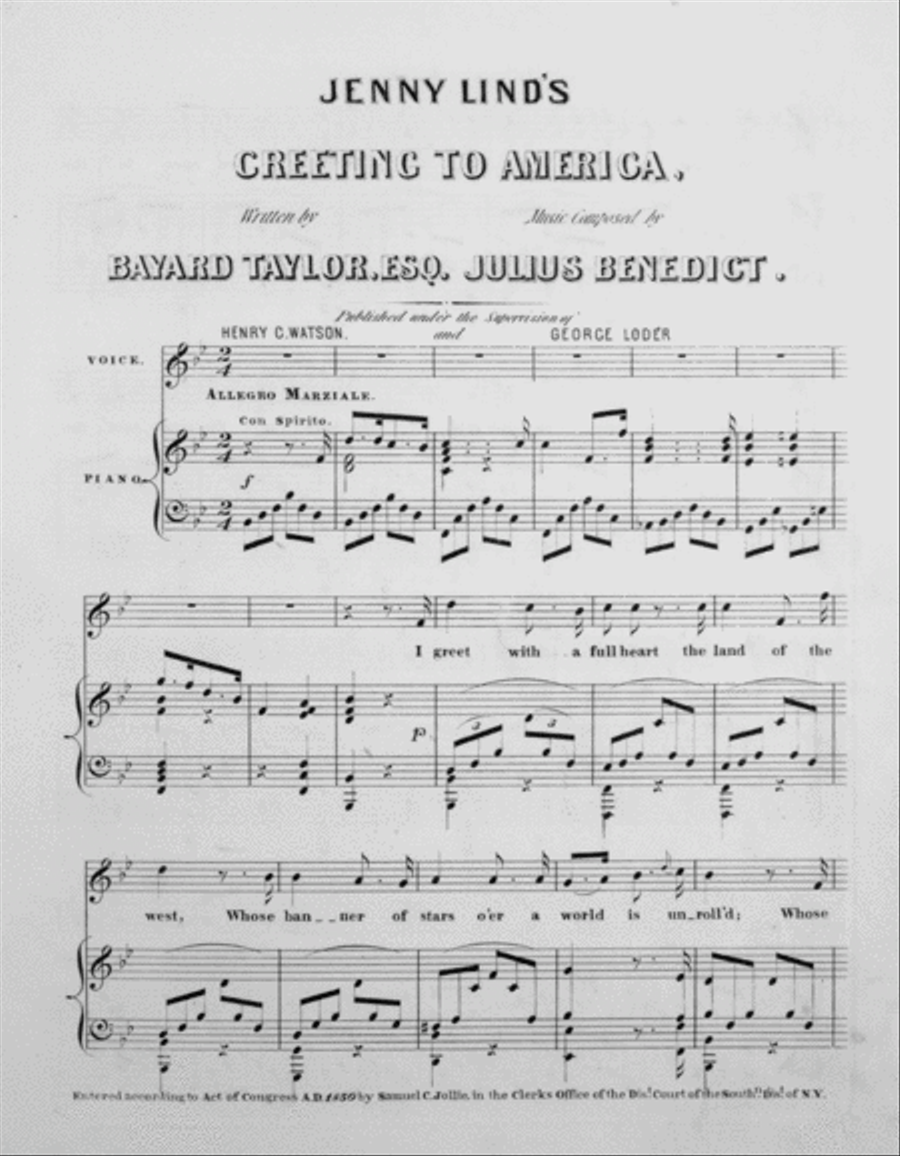 Jenny Lind's Greeting to America