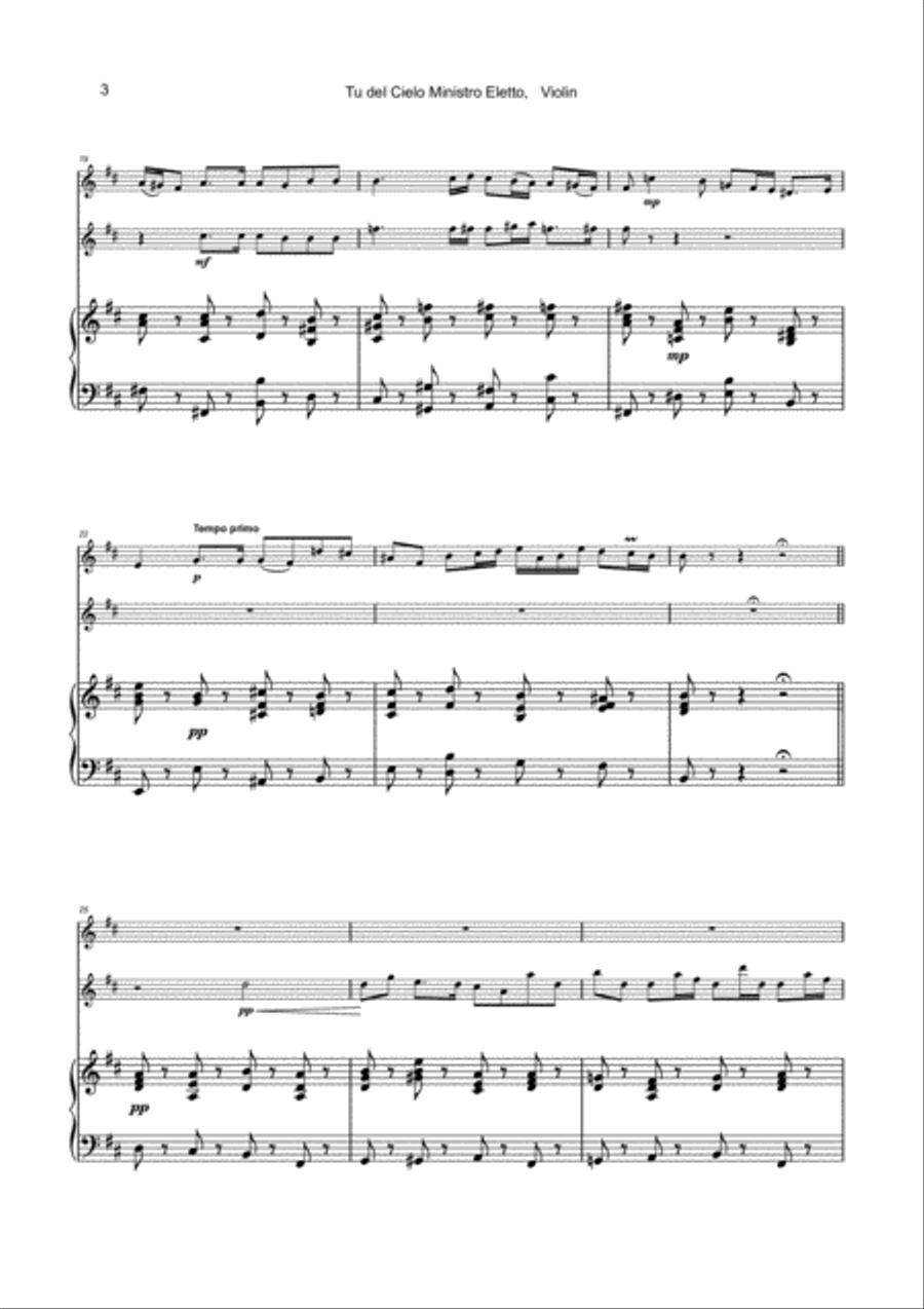 Tu del ciel ministro eletto, Aria by G F Handel, for Two Violins and Piano String Duet scores gallery preview page 4