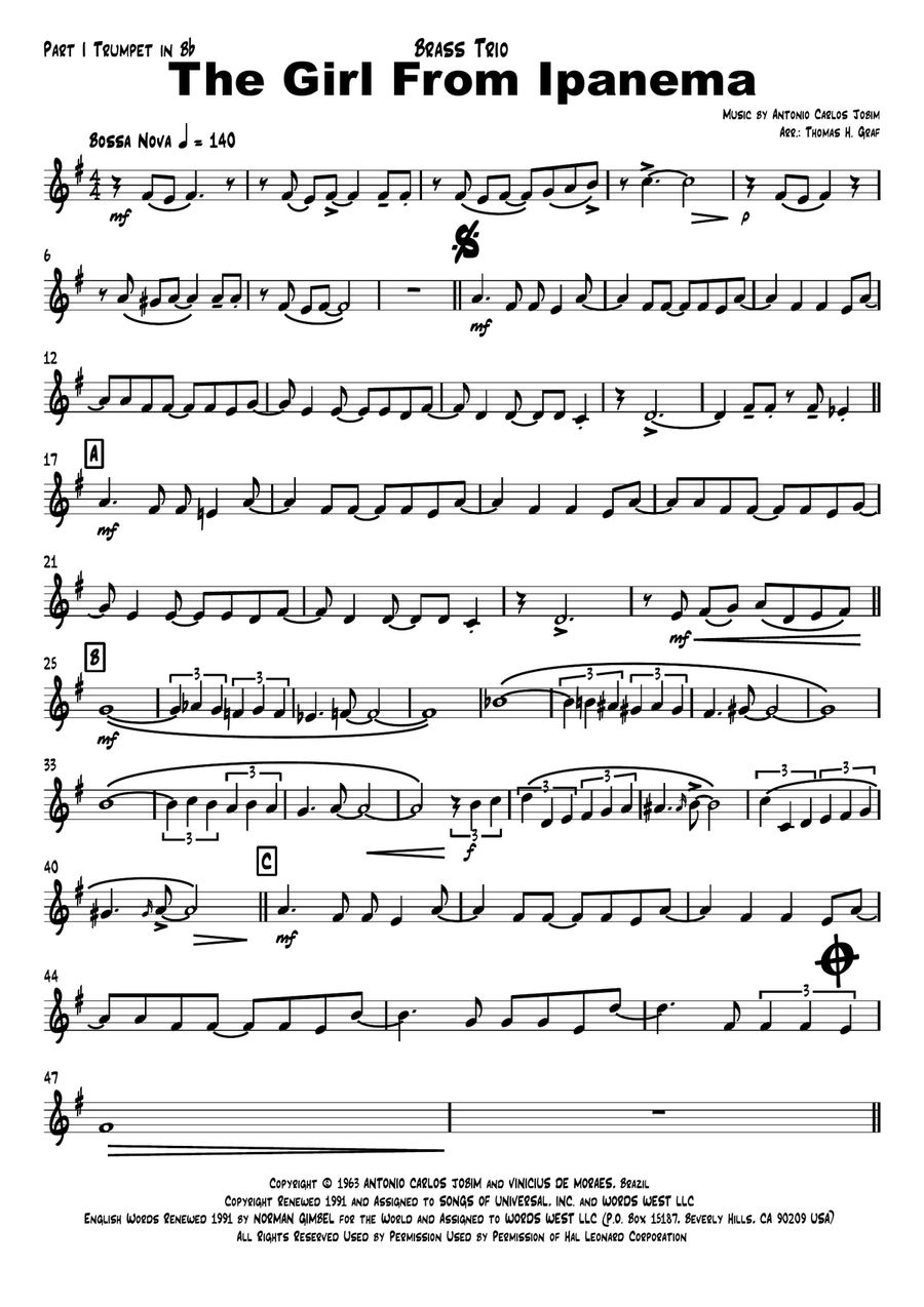The Girl From Ipanema (Garota De Ipanema) Brass Ensemble scores gallery preview page 4