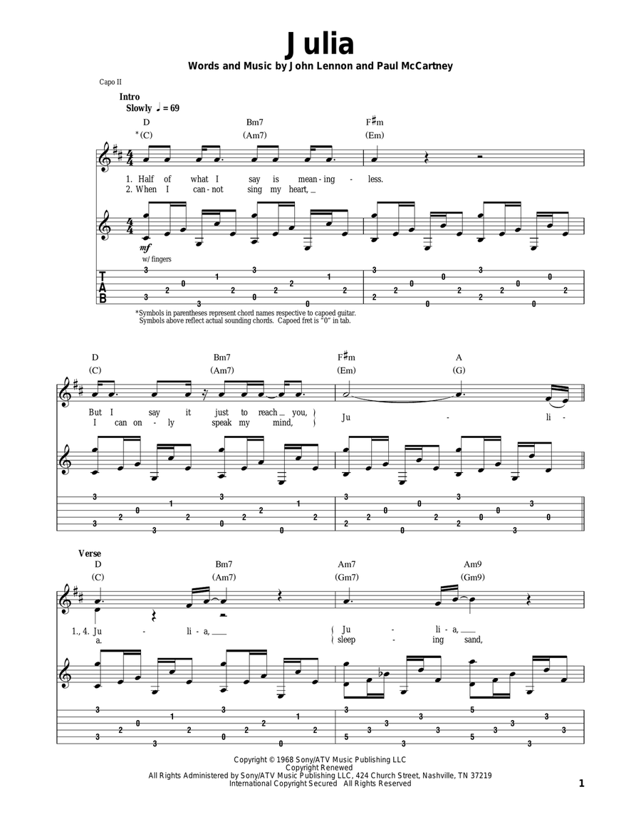 Julia Julia Acoustic Guitar scores gallery preview page 1