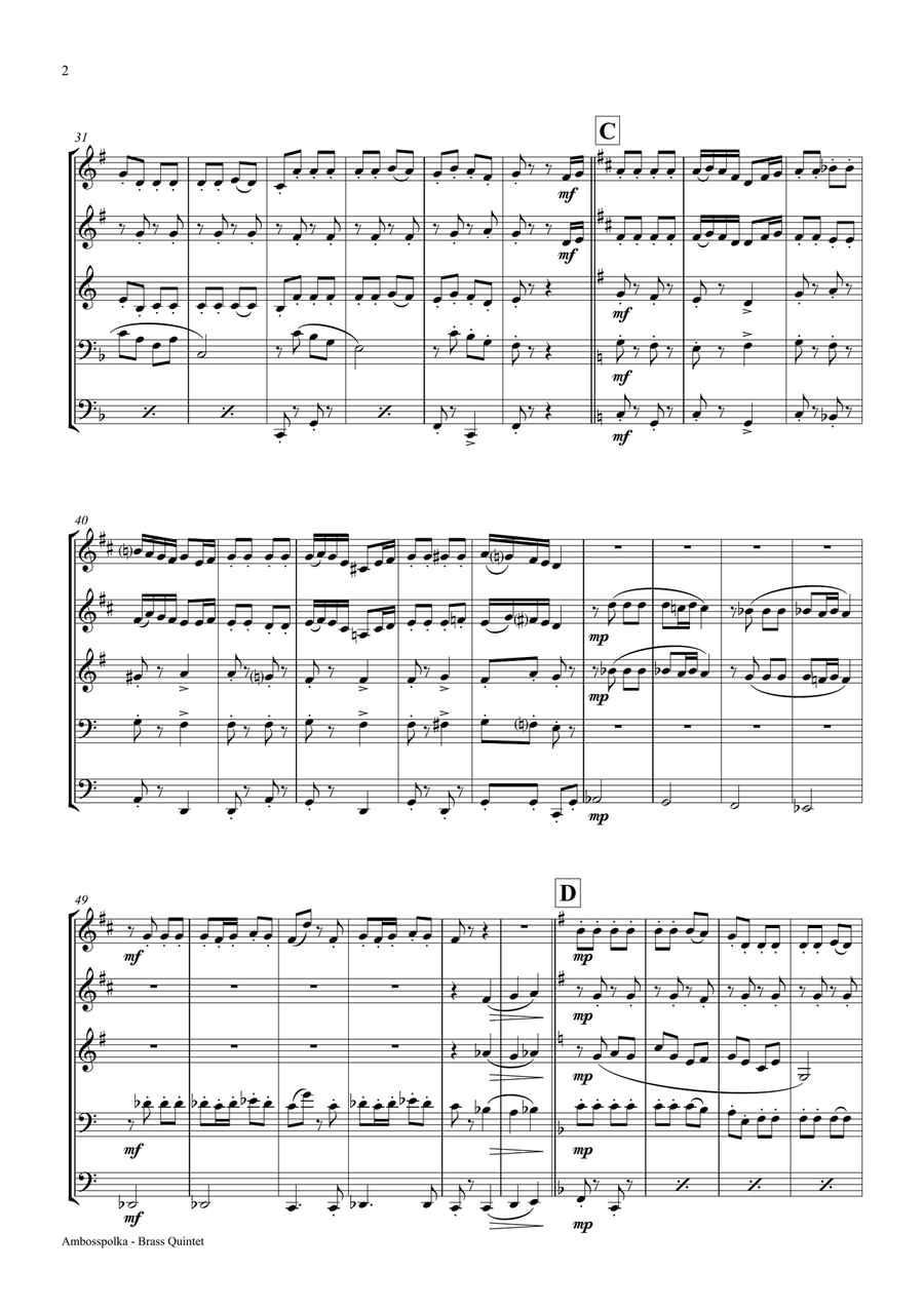 Amboss-Polka - German Polka - Oktoberfest - Brass Quintet Brass Quintet scores gallery preview page 2